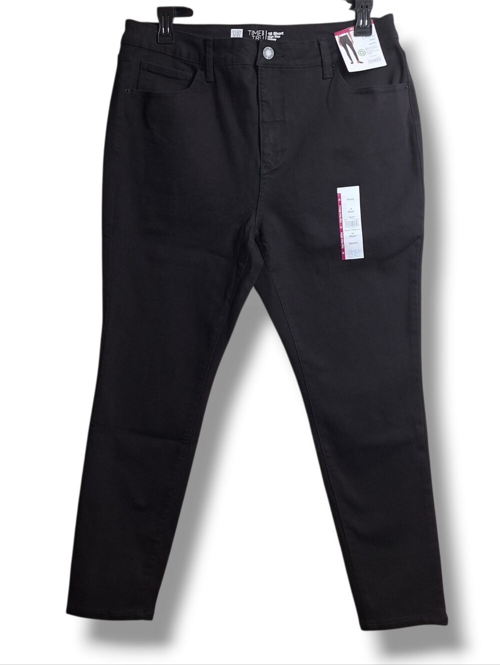 Time and Tru Skinny Jeans Womens Size 18 Short Black Stretch High Rise Fitted